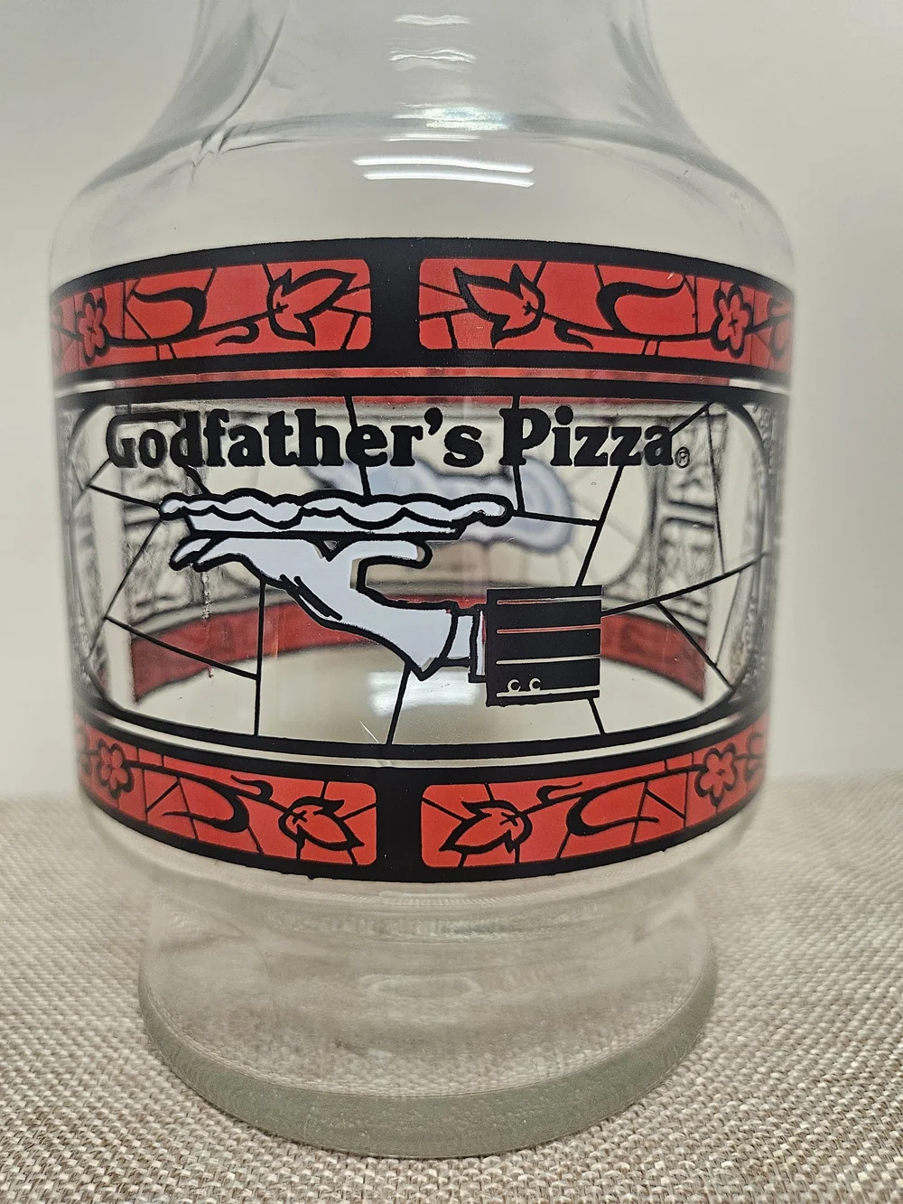 Coca-Cola & Godfather's Pizza Glass Carafe Pitcher